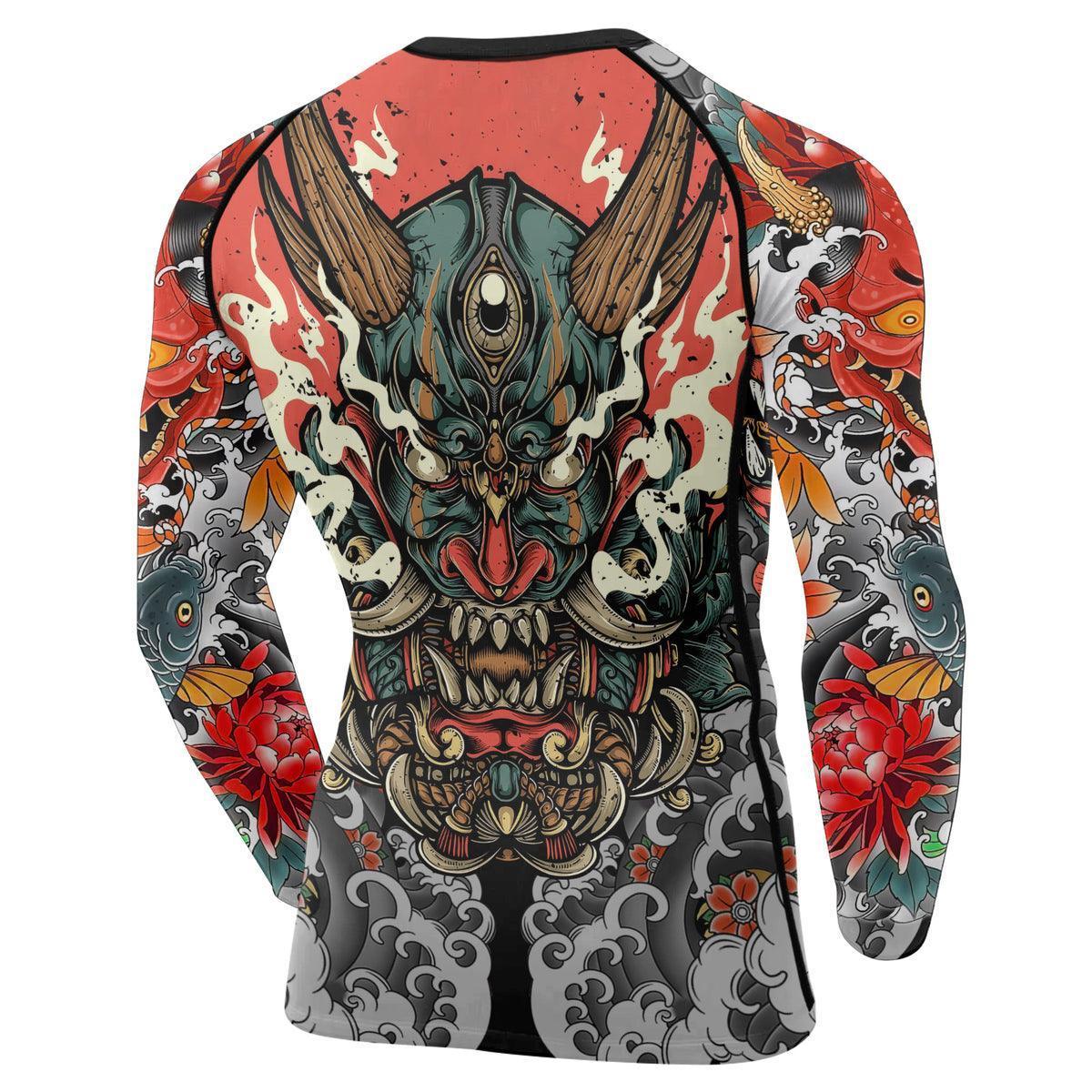 Samurai & Carp Men's Long Sleeve Rash Guard