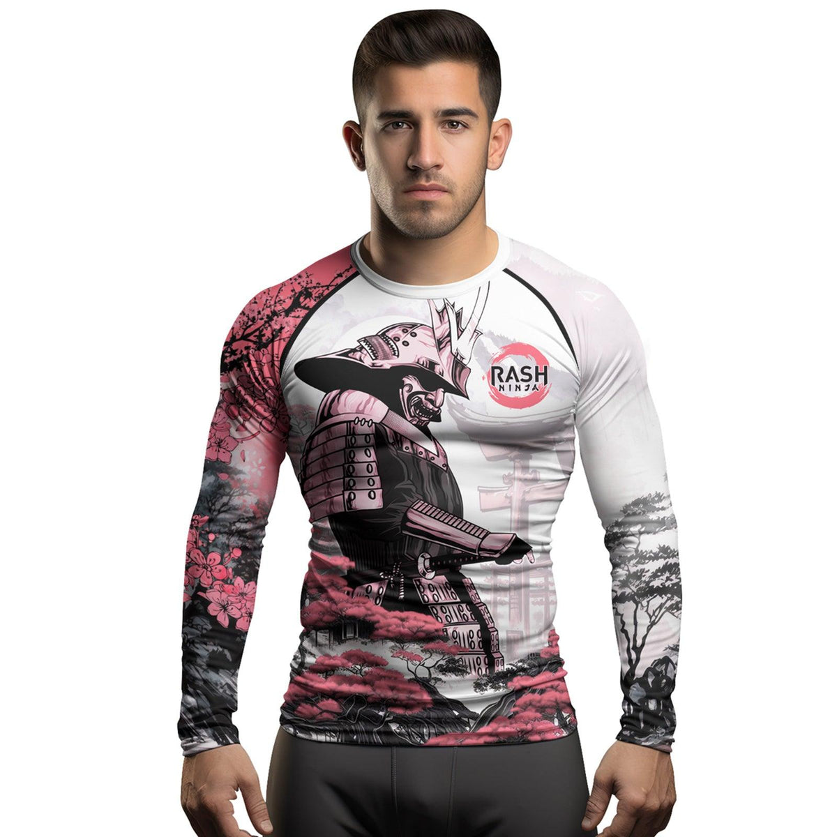 Rashninja Samurai Mask Embraced Men's Long Sleeve Rash Guard