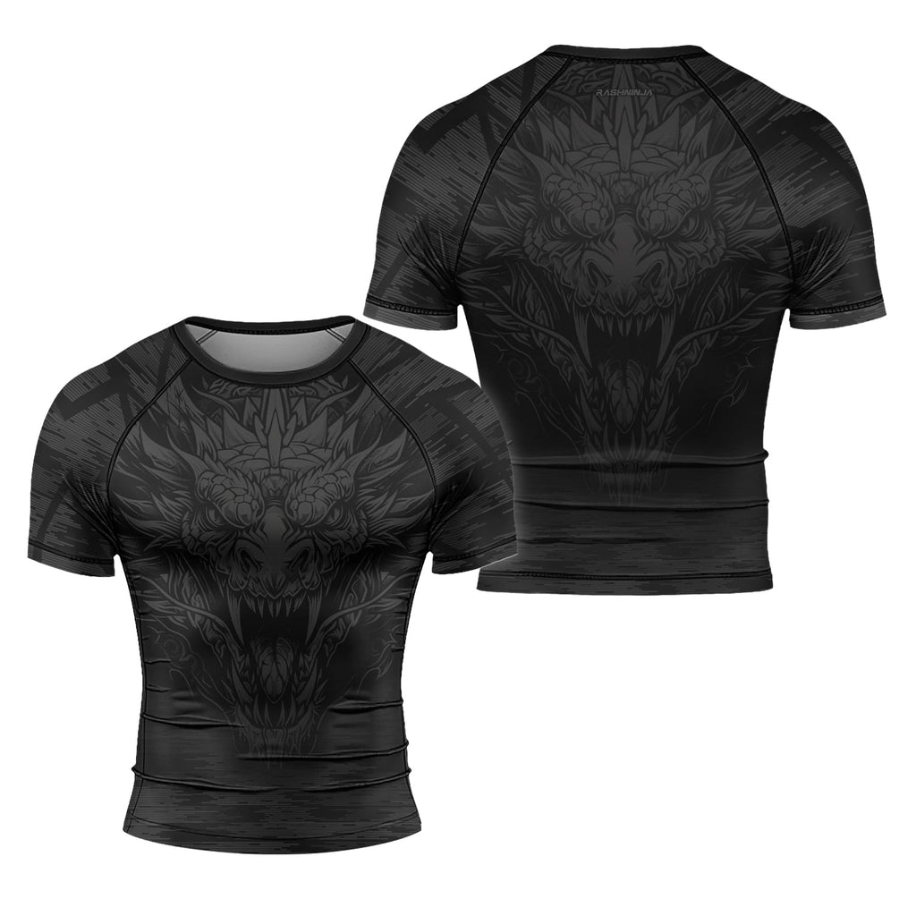 Rashninja Dragon Black Men's Short Sleeve Rash Guard