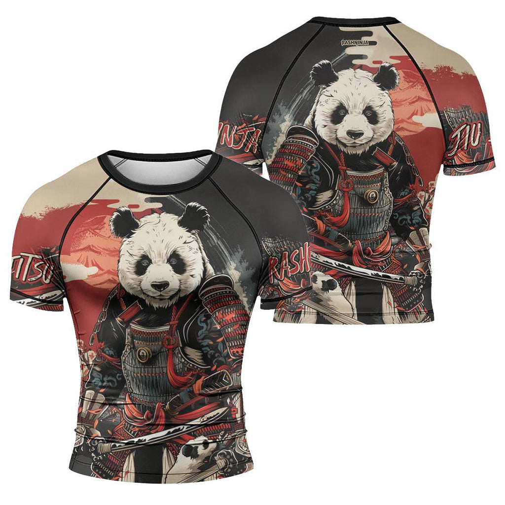 Rashninja Panda Samurai Warrior Men's Short Sleeve Rash Guard