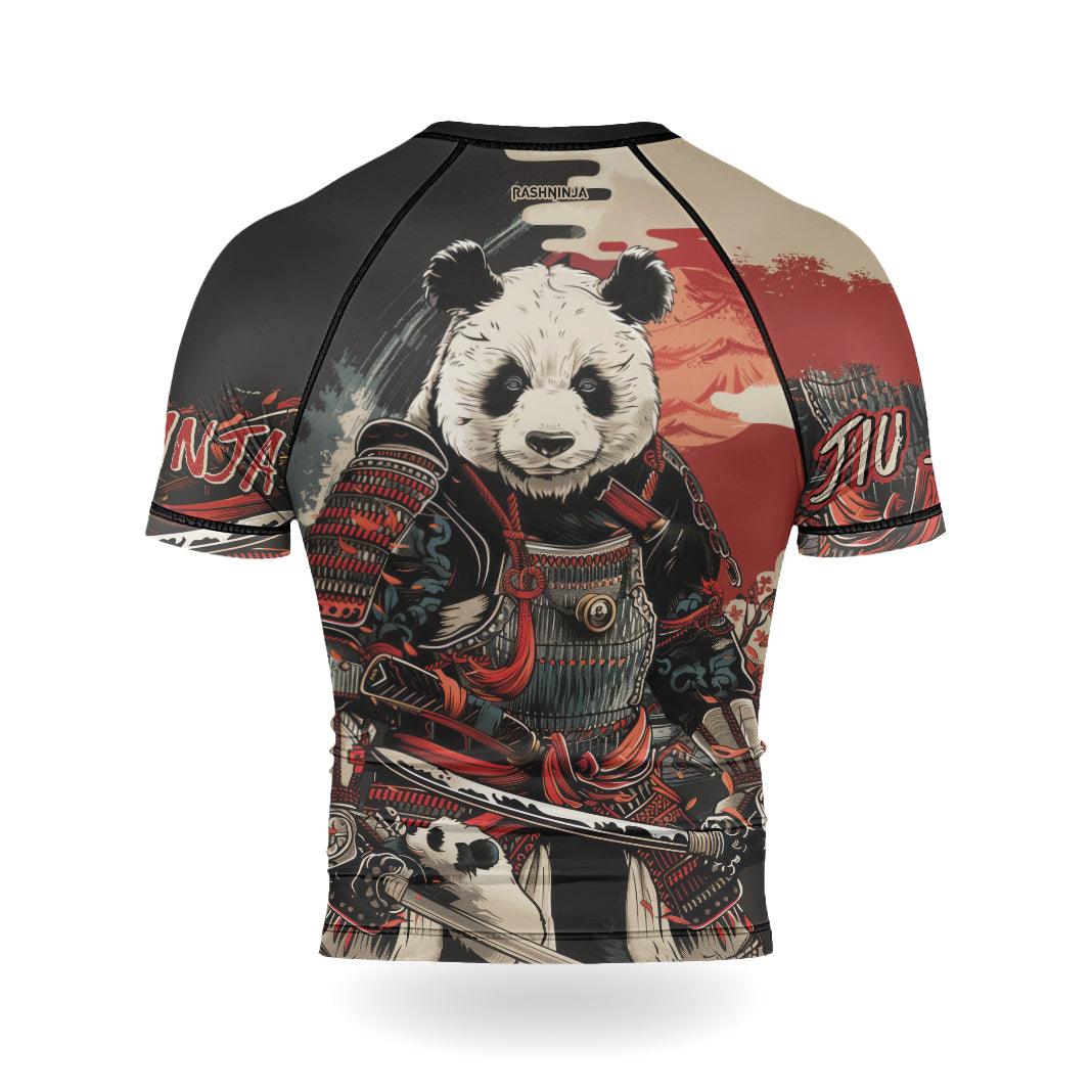 Rashninja Panda Samurai Warrior Men's Short Sleeve Rash Guard
