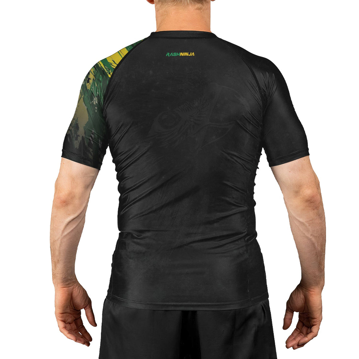 Rashninja Bird Warrior with Brazil Flag Men's Short Sleeve Rash Guard