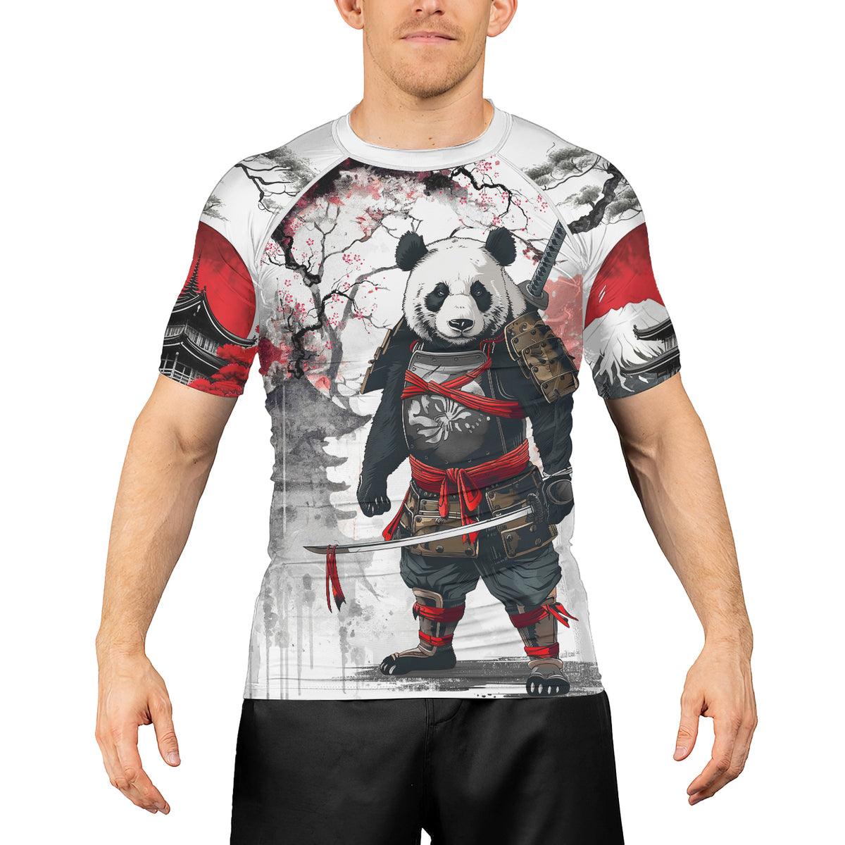 Rashninja Samurai Panda Warrior Men's Short Sleeve Rash Guard