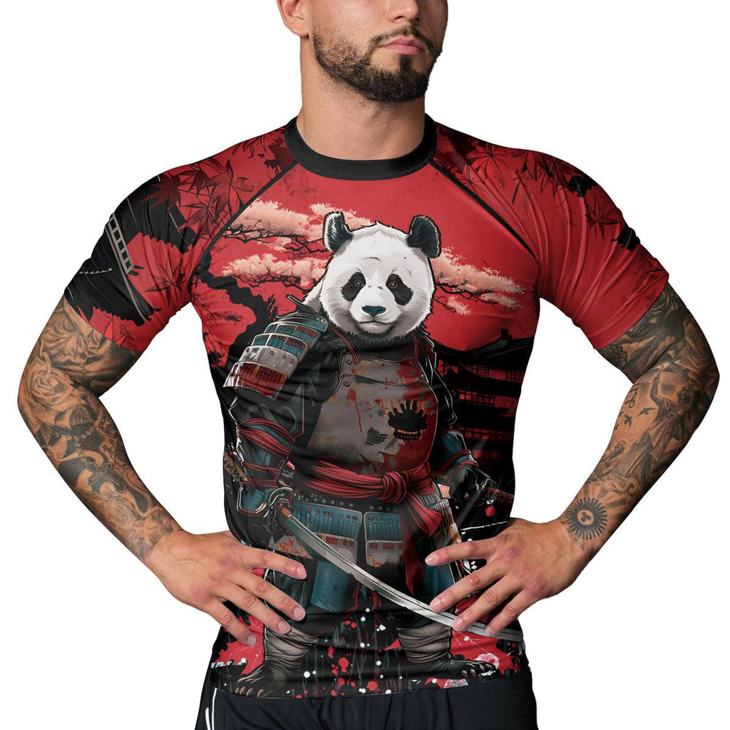 Rashninja Panda Samurai Legend Men's Short Sleeve Rash Guard